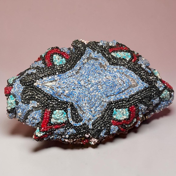 Antique 1920s Art Deco Micro Beaded Flapper Purse Floral Czech Glass Evening Bag - Picture 13 of 16